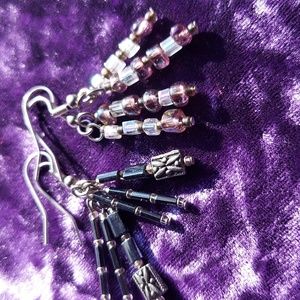 Crystal Beaded Dangle Earrings - 2 Sets